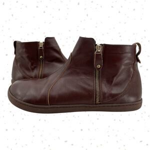 Shapen Barefoot Boots Ivy 2.0 Brown Leather Low Zip Booties Women Size 9 | EU 40